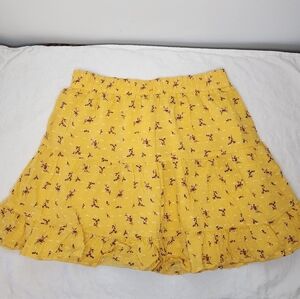 Forever 21 Floral Yellow Mini Skirt